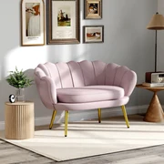 HOMCOM Canapea de 2 Locuri cu Brațe, Canapea Modernă cu Șezut Căptușit pentru Dormitor și Sufragerie, 130x77x77 cm, Roz | Aosom Romania