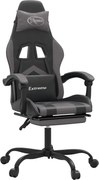 vidaXL Scaun de gaming cu suport picioare, negru/gri, piele ecologică