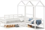 vidaXL Set pat de zi/bancă cu acoperiș alb 80x200 cm lemn masiv de pin