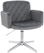 HR802CROSS Scaun Grafit din Catifea cu Bază Cromata