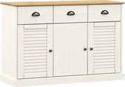 vidaXL Servantă cu sertare VIGO, alb, 113x40x75 cm, lemn masiv de pin