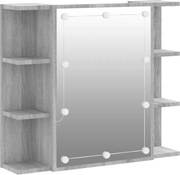 vidaXL Dulap cu oglindă și LED, gri sonoma, 70x16,5x60 cm