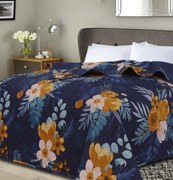 Cuvertura de pat cu model FLOWERISH HEXAGON, albastru inchis Dimensiune: 170 x 220 cm