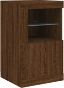 vidaXL Dulap lateral cu lumini LED, stejar maro, lemn prelucrat