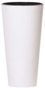 Ghiveci de flori TUBUS SLIM cu inserție 40 cm, albmat, 40 cm