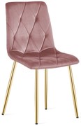 Scaun de dining din catifea roz LIBRA cu picioare aurii