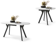 Mazzoni ALDO Alb Mat/picioare negre - MASĂ ROTUNDĂ STIL LOFT PENTRU SALON/SUFRAGERIE EXTENSIBILĂ CU PICIOARE ÎN FORMĂ DE "Y"