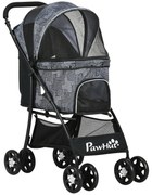 PawHut Cărucior pentru Animale cu Coș, Pernă și 2 Lese, 81x48x99 cm, Gri | Aosom Romania