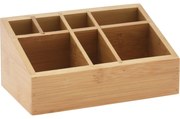 Organizator de machiaj din bambus, 7 compartimente, 17 x 10 x 8 cm