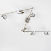 Plafonieră LED cu 6 spoturi, socluri E14, 6x5W, 230V, crom mat