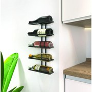 Raft pentru 5 sticle de vin negru pentru perete din metal Lava – Metaltex