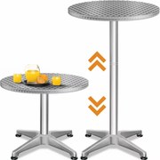 Casaria Masă de bar reglabilă din aluminiu NERO Ø60 cm, argintiu