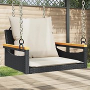 vidaXL Bancă de balansoar cu perne, negru, 63x62x40 cm, poliratan