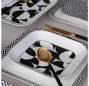 Set veselă 26 piese, porțelan, alb/negru