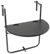 Masă suspendată pliabilă cu aspect de rattan - negru