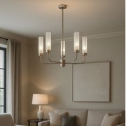 Candelabru 5 brate, otel nickel, sticla canelata PRESTON 2198