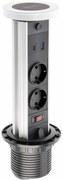 Priza incorporabila turn, 2 prize schuko, USB A+C, incarcare Wireless 10 W, lumina de veghe, cablu 1.5 m, alba, GTV