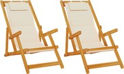 vidaXL Scaun de plajă cu pernă 2 pcs Maro 61.5 x 123 x 82cm