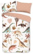Lenjerie de pat pentru copii maro-bej din bumbac pentru pătuț 100x135 cm Dino – Good Morning