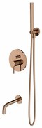 Baterie cada - dus incastrata Omnires Y cu corp ingropat si set de dus finisaj cupru