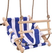 vidaXL Leagăn bebeluș cu centură siguranță, albastru, bumbac, lemn