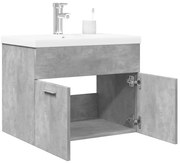 vidaXL Dulap pentru chiuvetă de baie, lavoar încorporat, gri beton