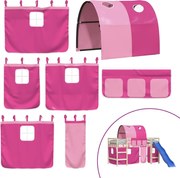 vidaXL Perdele pentru pat etajat cu turn, roz, poliester