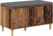 vidaXL Bancă pentru hol cu pernă cu ușă Lemn vechi 80 x 38 x 46 cm