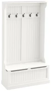 HOMCOM Mobilier de intrare cu banc cuier 3 în 1, 5 cârlige, banc de depozitare pentru sufragerie, coridor 96 x 34 x 179,7 cm crem | Aosom Romania
