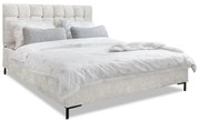 Pat matrimonial crem tapițat cu somieră 160x200 cm Eve – Miuform