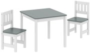 AIYAPLAY Set Măsuță și Scaune pentru Copii 3-8 Ani din Lemn Gri și Alb | Aosom Romania