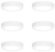 Set de 6 spoturi încastrate sau montate la suprafață albe 14 cm incl. LED Diminuare în 3 pași până la cald cu comutator DIP - Trans
