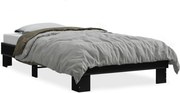 vidaXL Cadru de pat, negru, 100x200 cm, lemn prelucrat și metal