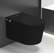 Smart WC 302 – Vas de Toaletă Inteligent cu Bideu, Sterilizare UV, Deschidere/Închidere automată, Senzor picior, Control inteligent al Temperaturii, Uscare aer cald, Iluminare de noapte, Afișaj LED, Telecomandă, Ceramică, Negru