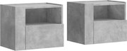 vidaXL Noptiere de perete, 2 buc., gri beton, 45x30x35 cm