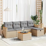vidaXL Set canapele de grădină cu perne, 6 piese, bej, poliratan