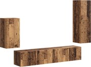 vidaXL Set comodă TV Pe perete 4 pcs Lemn vechi Lemn compozit