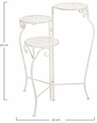 Suport pliabil pentru 3 ghivece, din metal, Emily 3S Alb Antichizat, L22xl22xH65 cm