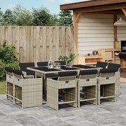 vidaXL Set mobilier de grădină cu perne 11 piese gri deschis poliratan