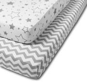Set 2 cearceafuri din bumbac cu elastic  roata pentru patut 120x60 cm Kidizi Galaxy Zig Zag