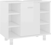 vidaXL Dulap de baie, alb extralucios, 60x32x53,5 cm, lemn prelucrat