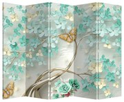 Paravan - Flori și fluturi (210x170 cm)