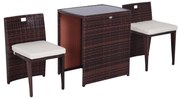 Outsunny Set Mobilier de Grădină din Ratan, 3 Piese, Masă de Cafea și 2 Scaune cu Perne Decorative, 66x50x73cm, Maro și Negru | Aosom Romania