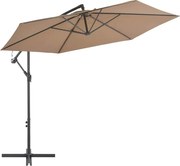vidaXL Umbrelă consolă de grădină cu stâlp din aluminiu, taupe, 300 cm
