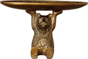 Tavă decorativă urs auriu, din aluminiu și cositor, H18 cm, Bear