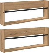 vidaXL Raft pentru reviste 2 pcs Stejar Artizanal 80 x 12 x 30 cm