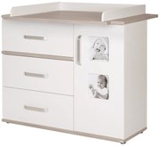 Comodă de copii albă joasă cu aspect de lemn de ulm cu masă de schimbat 117x102 cm Moritz – Roba