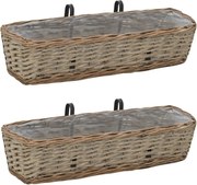 vidaXL Jardinieră de balcon, 2 buc., 60 cm, răchită cu căptușeală PE