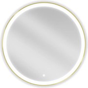 Mexen Esso oglindă de baie iluminată, rotundă 80 cm, LED 6000K, anti-abur, cadru auriu - 9825-080-080-611-50