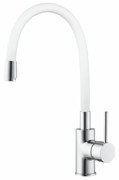 Baterie chiuveta bucatarie cu pipa flexibila, CasaBlanca FLEXI BFX4A-A, alb-crom